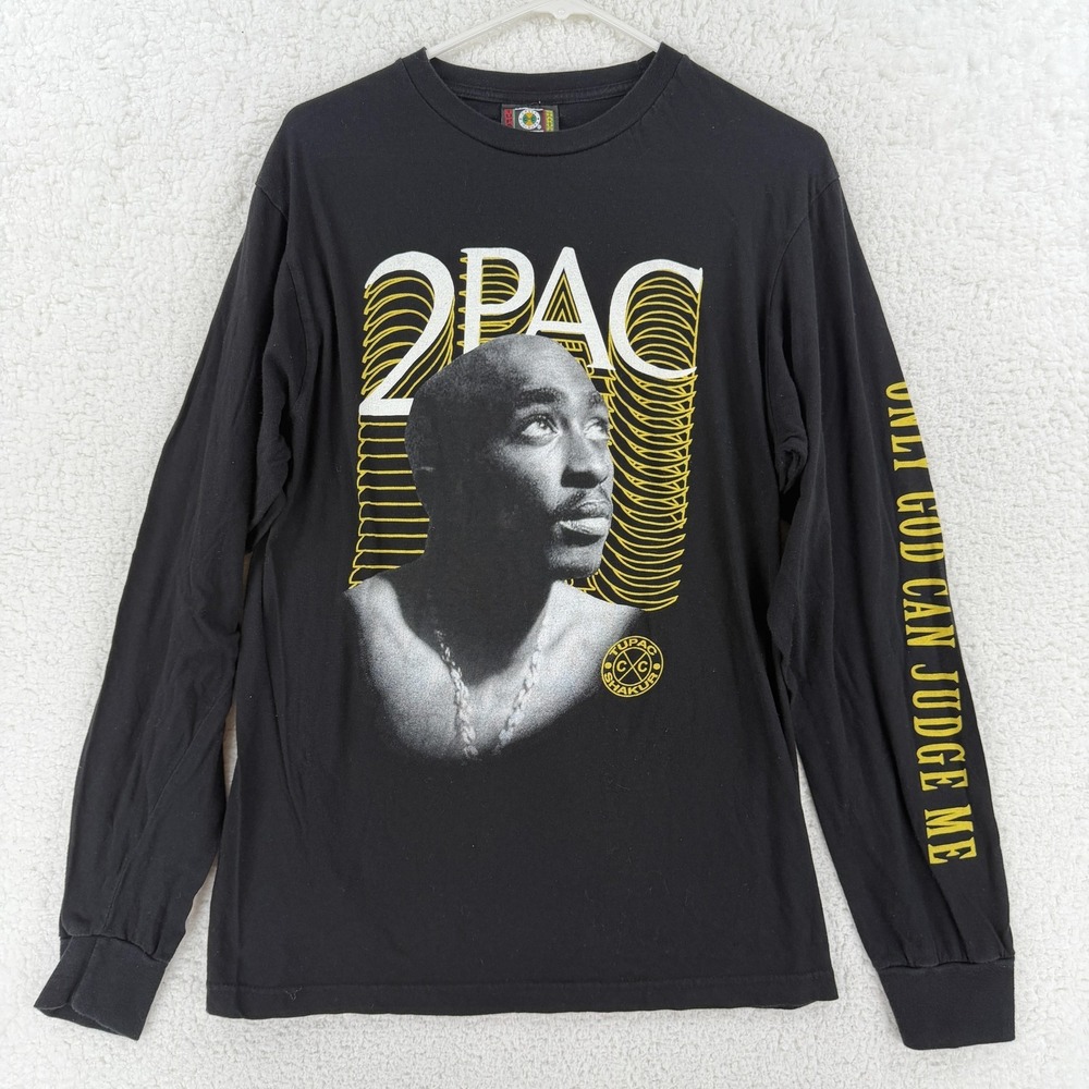 VTG Cross Colours 2Pac Shirt Mens Medium Black Long Sleeve Only God Can Judge Me